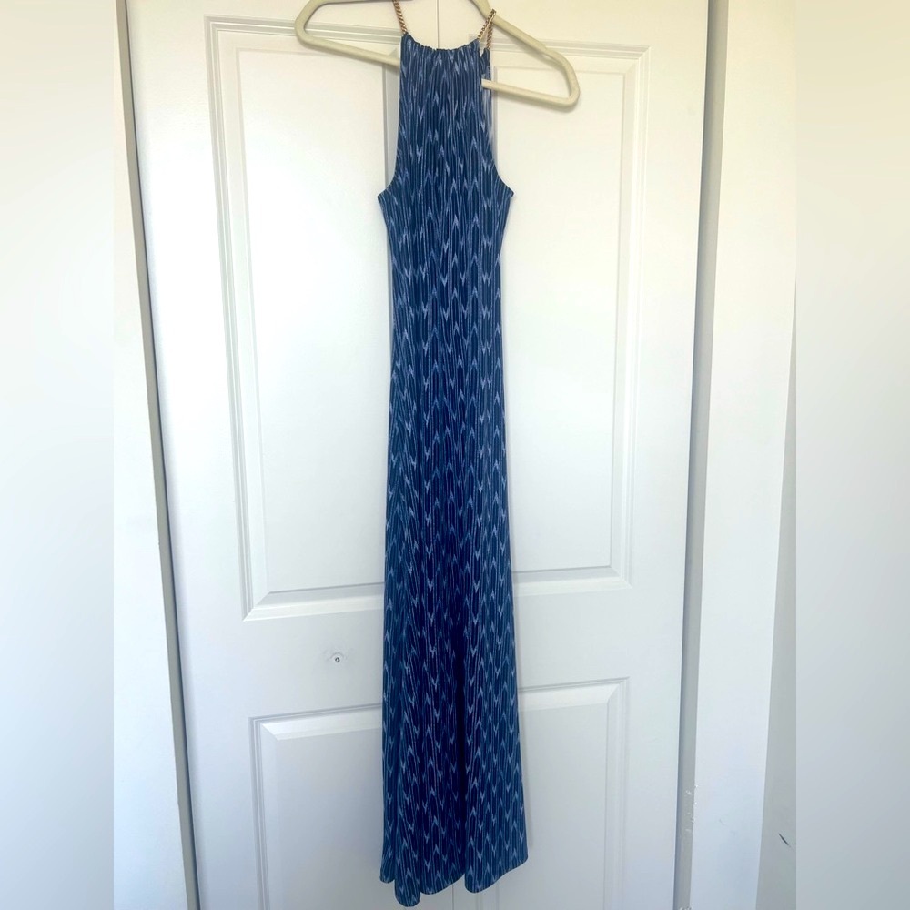Chic Blue Patterned Maxi Dress